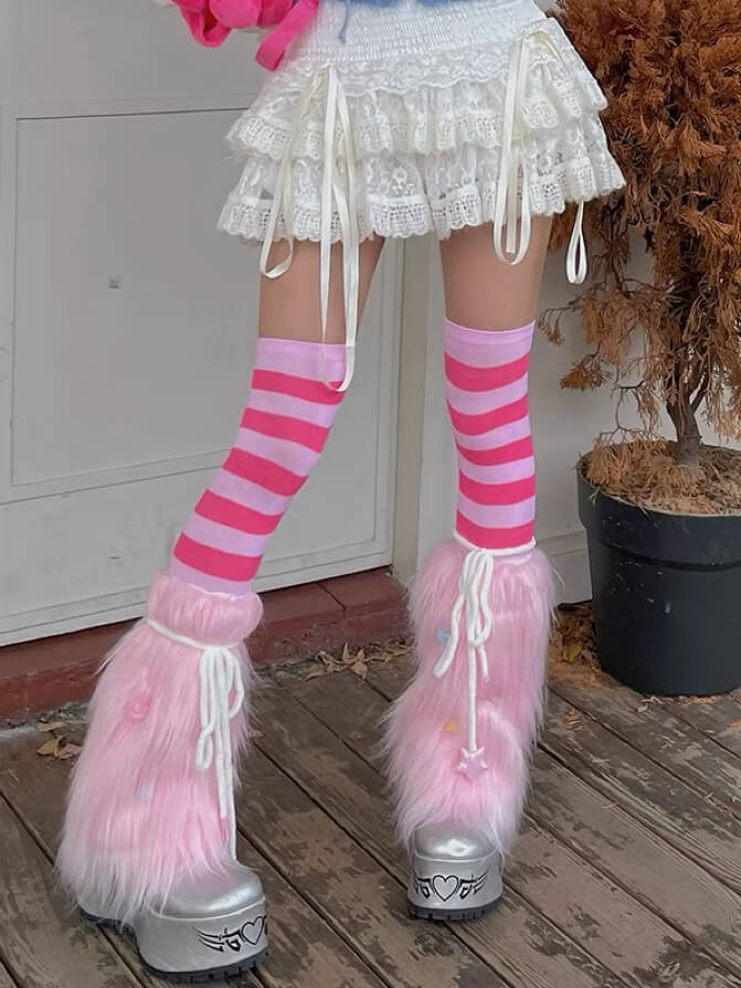 Candy stars y2k fur leg warmers