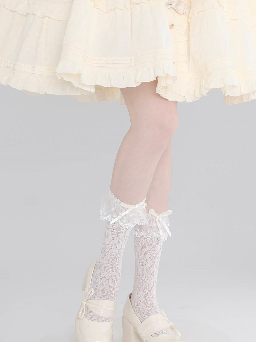 Floral lace lolita socks