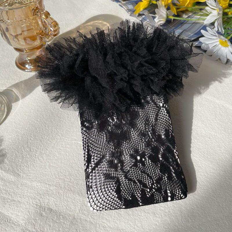 Fluffy bubble rose lace stockings