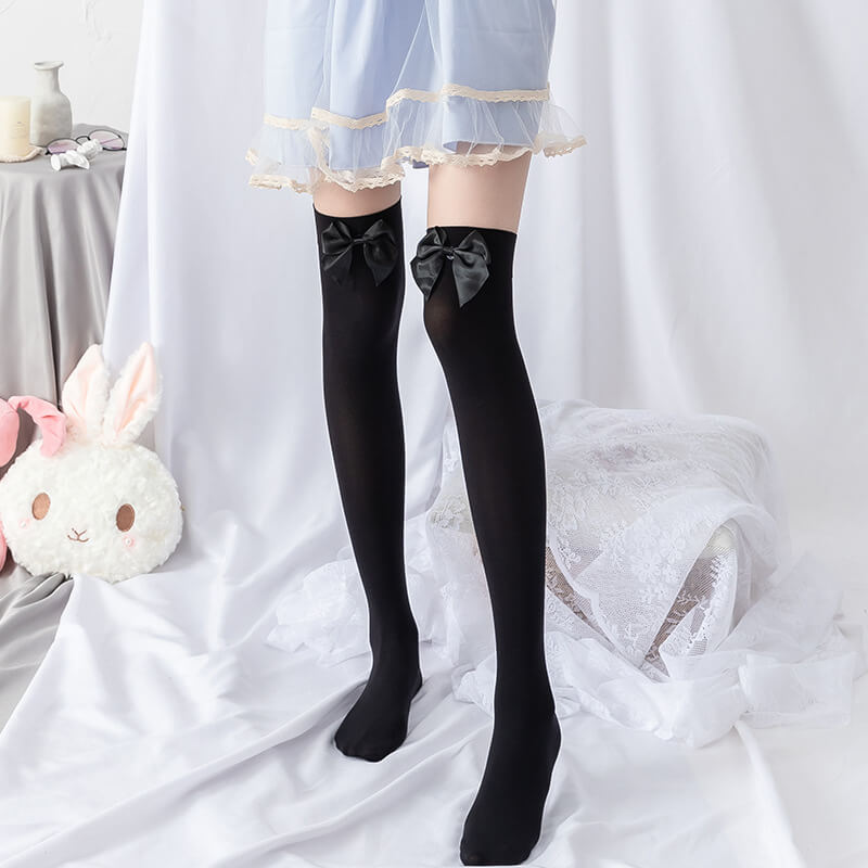 Pink bow lolita stockings