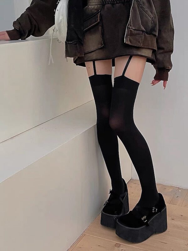 Pure velvet suspender stockings
