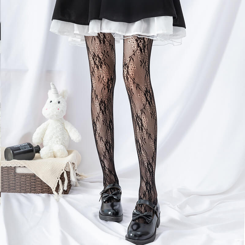 Rose lace vintage tights