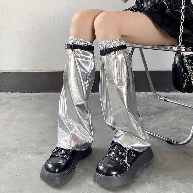 Silver Y2k leg warmers + leg bands