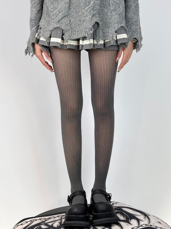 Sparkling shiny striped tights