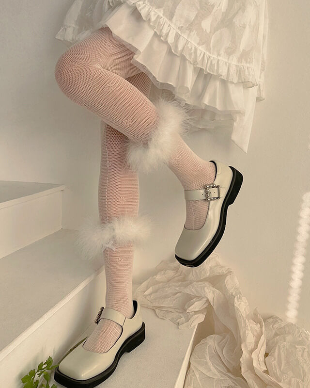 Y2k fairy plume goth lace tights