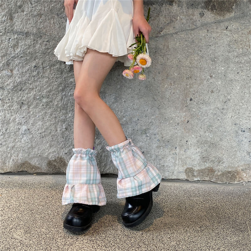 Y2k plaid leg warmers