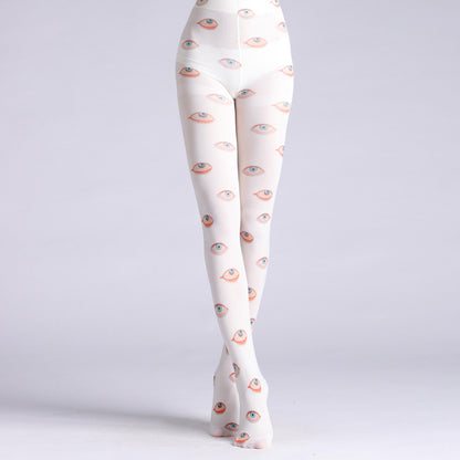Oil Painting Hand-Painted Eye Print Pantyhose Bottoming Socks