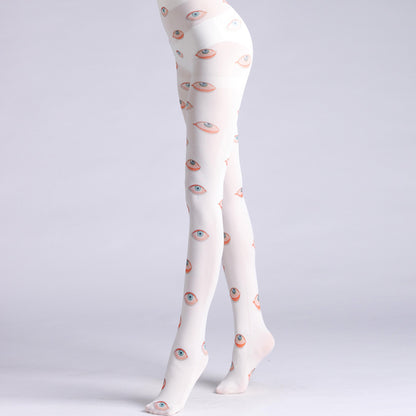 Oil Painting Hand-Painted Eye Print Pantyhose Bottoming Socks