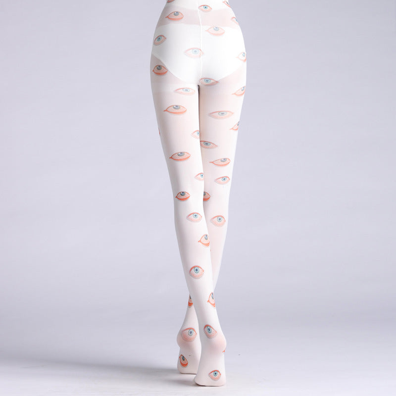 Oil Painting Hand-Painted Eye Print Pantyhose Bottoming Socks