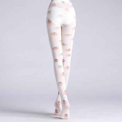 Oil Painting Hand-Painted Eye Print Pantyhose Bottoming Socks