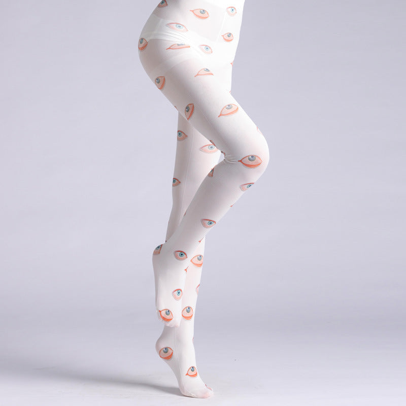 Oil Painting Hand-Painted Eye Print Pantyhose Bottoming Socks