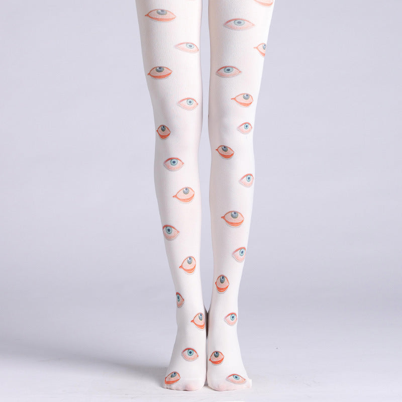 Oil Painting Hand-Painted Eye Print Pantyhose Bottoming Socks