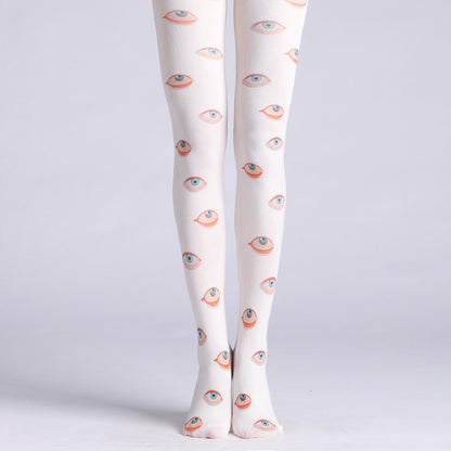Oil Painting Hand-Painted Eye Print Pantyhose Bottoming Socks