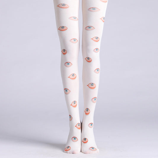 Oil Painting Hand-Painted Eye Print Pantyhose Bottoming Socks