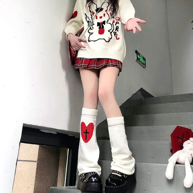 White with red heart