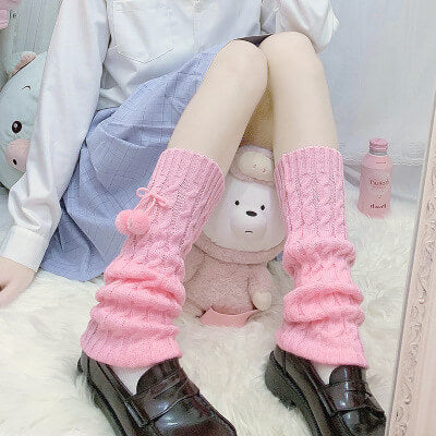 Lolita fluffy pompon leg warmers