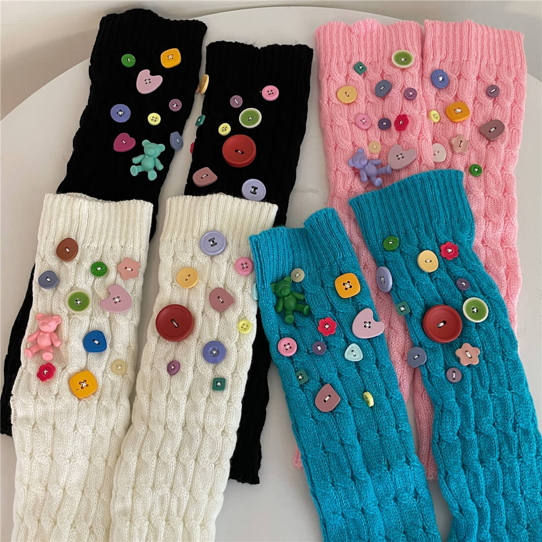 y2k candy buttons leg warmers