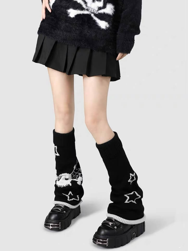 Y2k stars skull leg warmer