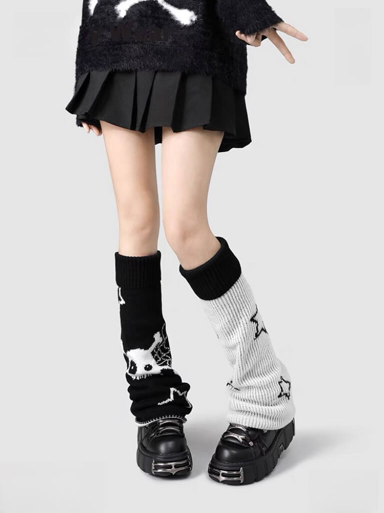 Y2k stars skull leg warmer