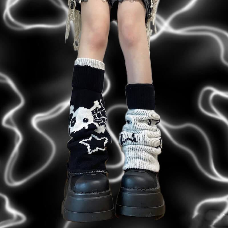 Y2k stars skull leg warmer