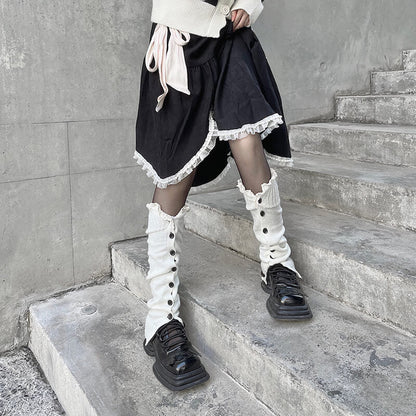 Aesthetic button lace leg warmers