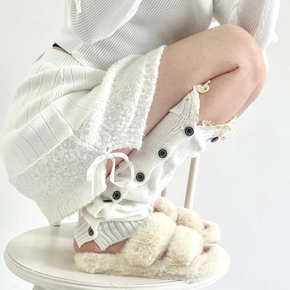 Aesthetic button lace leg warmers