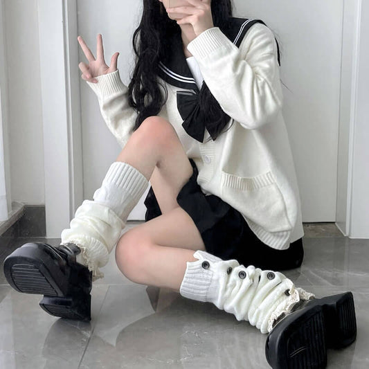 Aesthetic button lace leg warmers