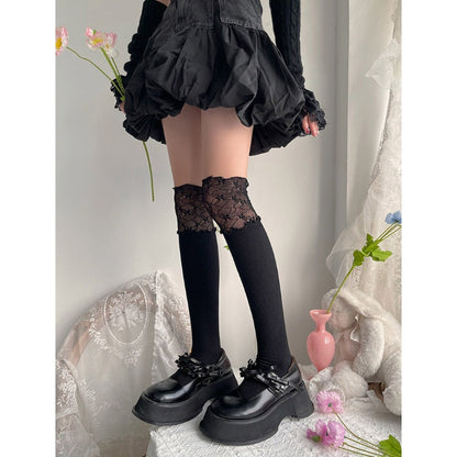 Lace over knee stockings