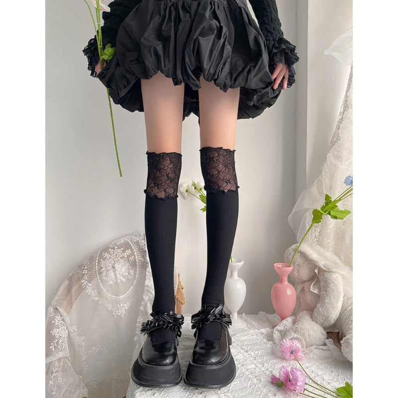 Lace over knee stockings