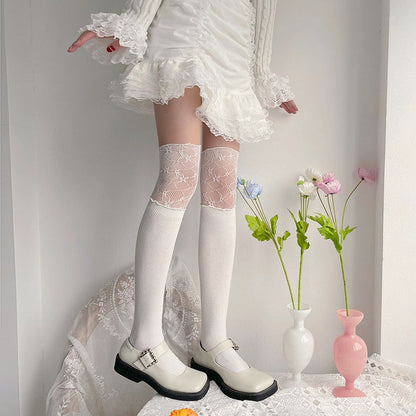 Lace over knee stockings