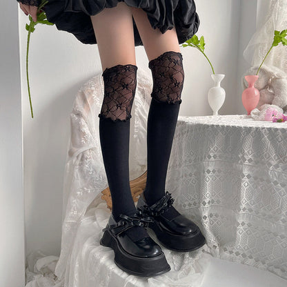 Lace over knee stockings
