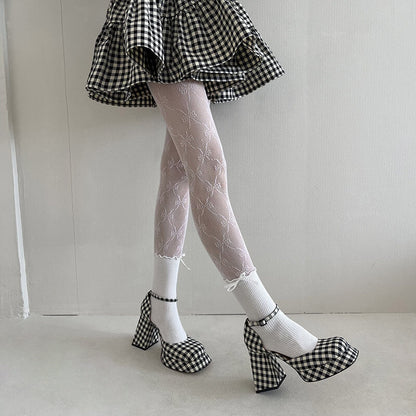 Aesthetic flower lace bow tights