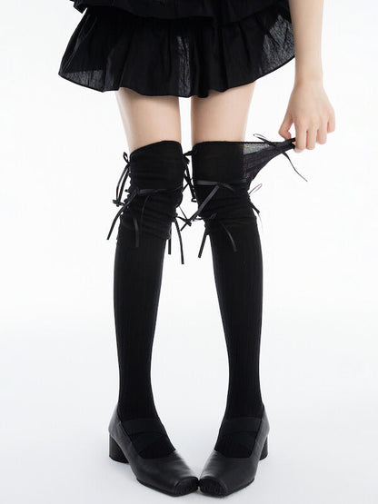 Ballet core bow patchwork stockings