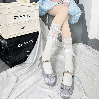 Ballet core ribbon lace stockings