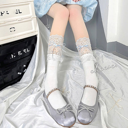 Ballet core ribbon lace stockings