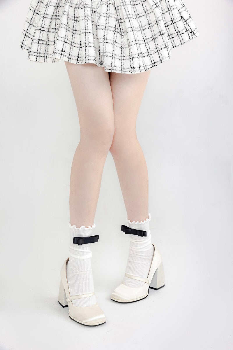 White with Black bow