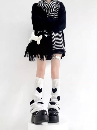 Black white y2k leg warmers