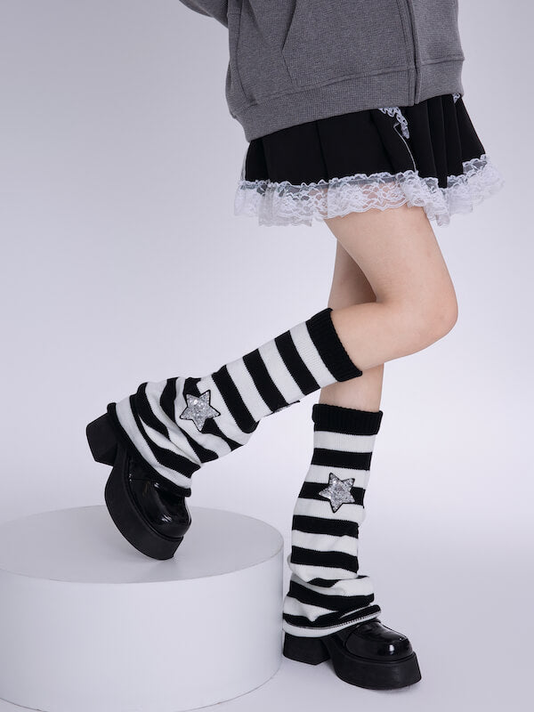 Bling stars y2k stripes leg warmers