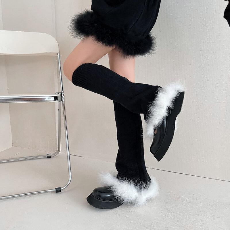 Black with white fiber fur