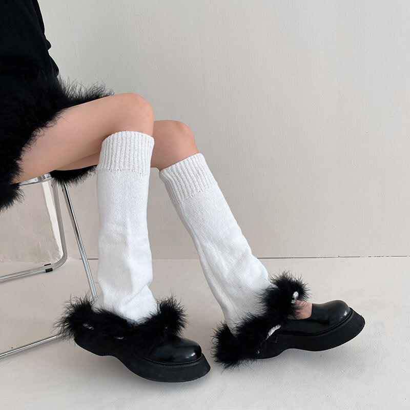 White with black fiber fur