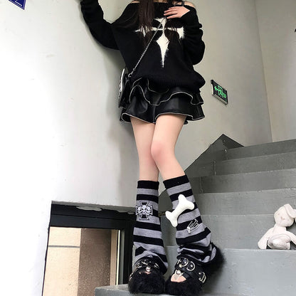 Harajuku bone punk leg warmers