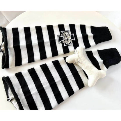 Harajuku bone punk leg warmers