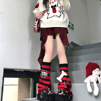 Harajuku bone punk leg warmers