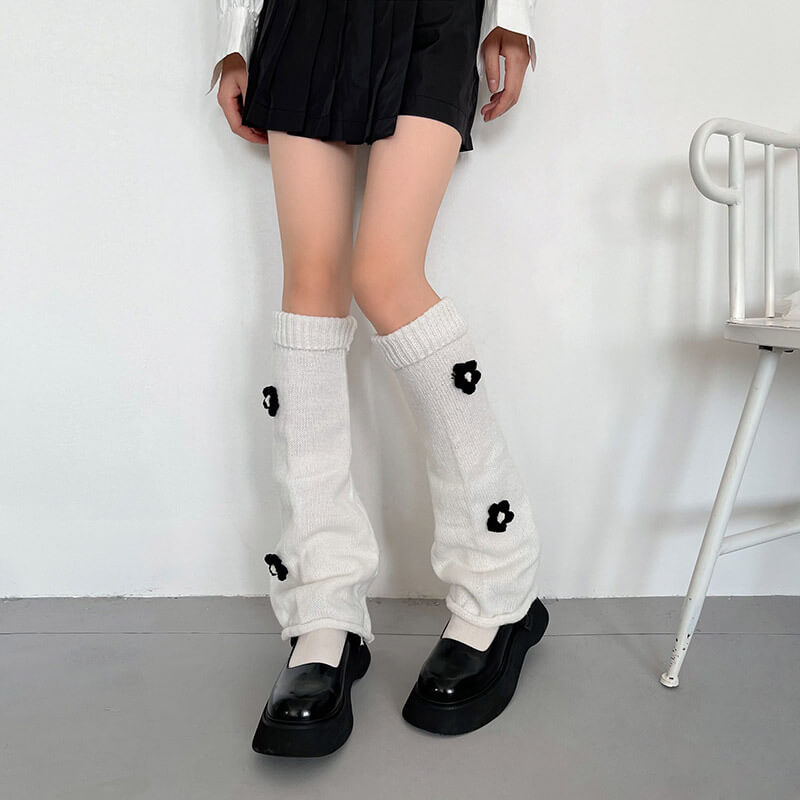 Knit flowers y2k leg warmers