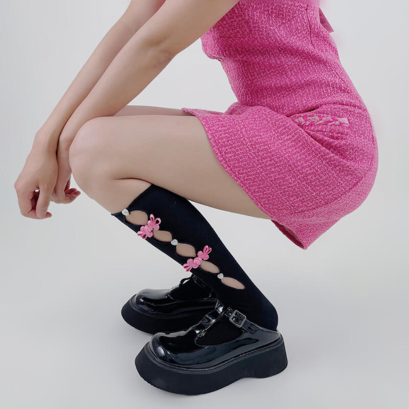 Cheongsam pink bead stockings