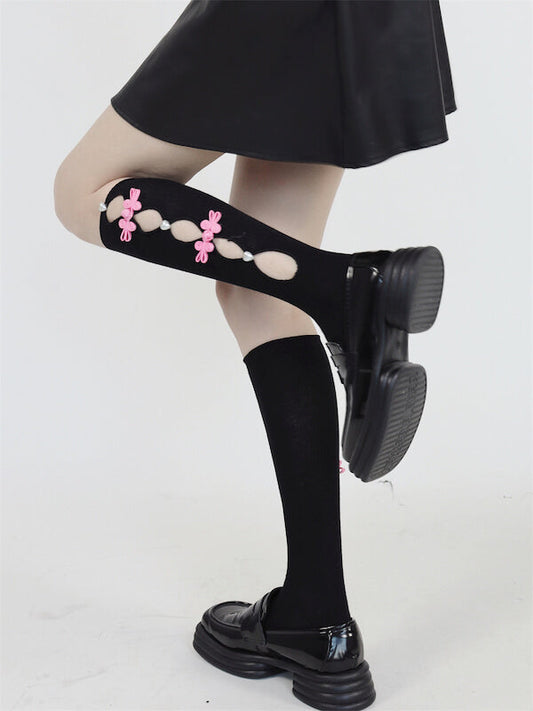 Cheongsam pink bead stockings