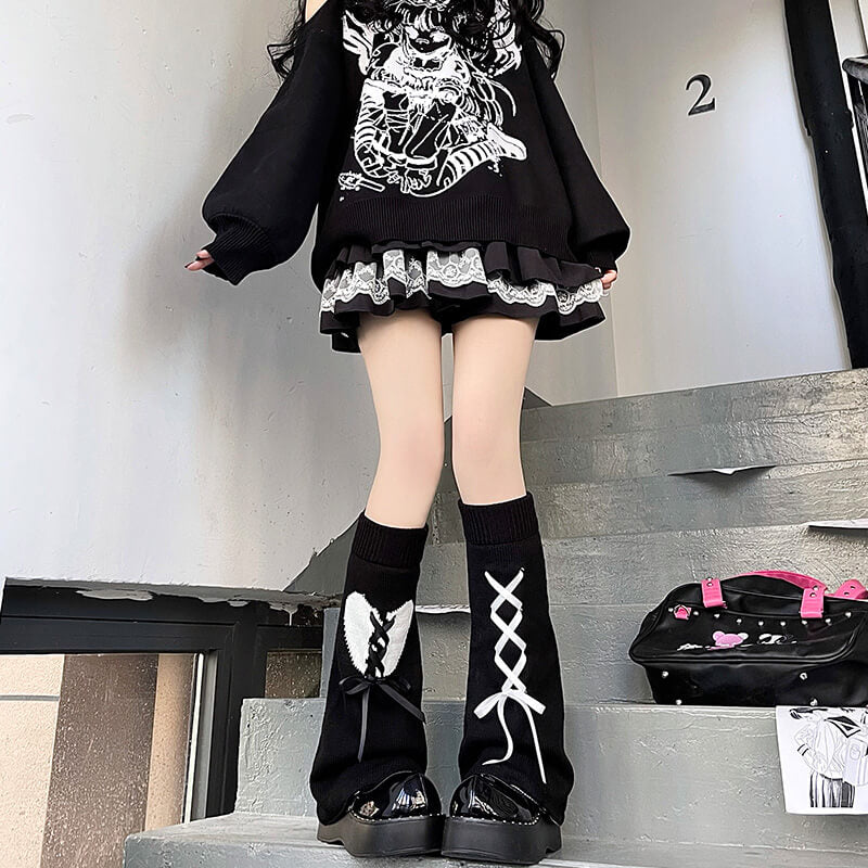 Ribbon heart in Black White