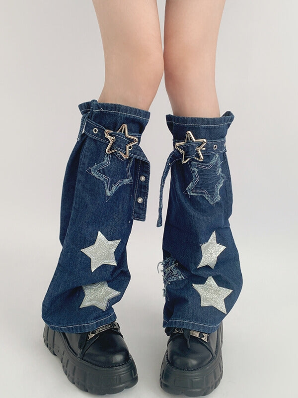 Cool star denim leg warmers
