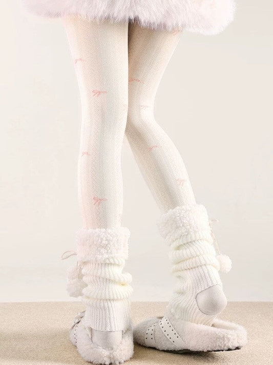 Coquette knotbow ribbed tights