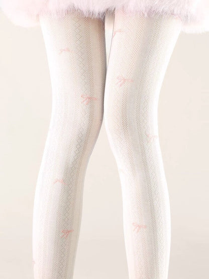 Coquette knotbow ribbed tights